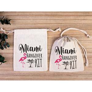 Bolsas Personalizadas de Algodón Orgánico para Kits Antiresaca, Bolsas de Recuperación Serigrafiadas para Fiestas y Bodas, para Manualidades y Juguetes - Product Image 3