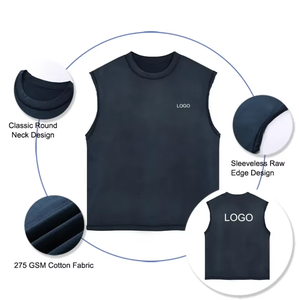 Chaleco lavado gris 100% algodón Impresión digital Camiseta sin mangas personalizada Hombres - Product Image 4