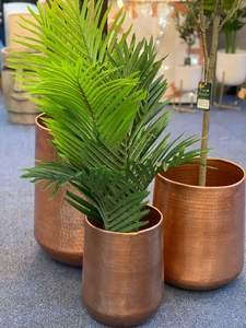 Jardinière décorative en métal argenté conçue pour embellir les coins de la salle à manger ou les halls d'entrée avec une touche d'arrangement végétal - Product Image 2