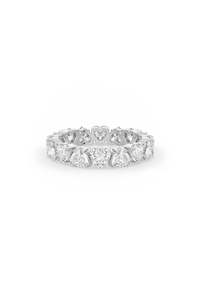 Increíble 10K oro blanco sólido corazón corte Moissanite diamante banda anillo punta ajuste completo eternidad diamante banda regalo para ella - Product Image 2