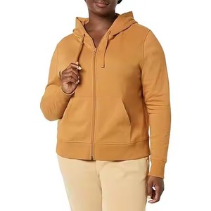 Sudadera con cremallera para mujer Mezcla de algodón Sudadera con capucha de bolsillo Cuello alto Sudadera con cremallera Sudadera con capucha y capucha para mujer - Product Image 2