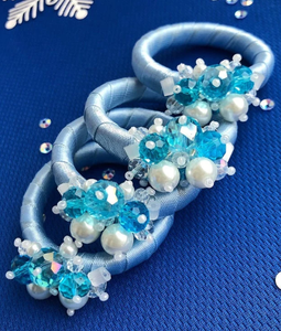 แหวนผ้าเช็ดปากสีฟ้าสำหรับวันหยุดที่มีไข่มุกแก้วและลูกปัดสำหรับตกแต่งโต๊ะเทศกาลชุดที่ใส่ผ้าเช็ดปากทำมือ4ชิ้น - Product Image 2