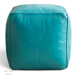 Puf Marroquí Cuadrado de Cuero Genuino Moderno y Personalizado, Otomana Hecha a Mano con Costuras, Reposapiés Plegable para Sala de Estar - Product Image 3