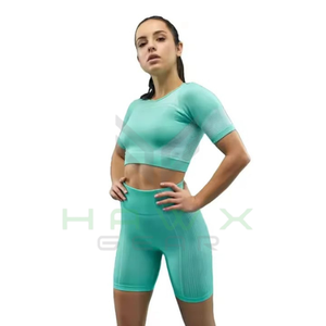 Femmes 100% coton Gym Fitness ensemble séchage rapide extensible Spandex sans couture Yoga sport soutien-gorge Biker Shorts nouveau pour le sport et le Yoga - Product Image 2