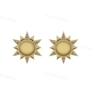 Direct Manufacture Luxury Custom 925 <b>Sterling</b> <b>Silver</b> <b>Stud</b> <b>Earring</b> Sun Design Gold Plated Bezel Zircon Women Simple Trendy Style - Product Image 1