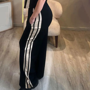 Elegante Sudadera de cuello redondo de manga larga con bloque de color empalmado de otoño-invierno con pantalones de bolsillo holgados para informal - Product Image 6