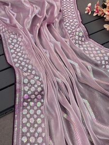 Último diseñador tela suave Sari clásico estilo Bollywood hilo secuencia trabajo boda moda indio fiesta Sari exclusivo - Product Image 6