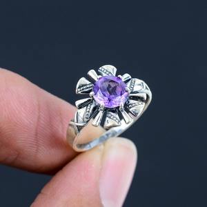 Bague artisanale en argent sterling 925 avec pierre précieuse améthyste, style bohème, pour femme, cadeau de mariage et de fête - Product Image 4