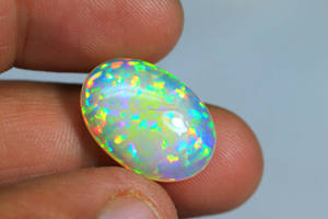 Opale en nid d'abeille éthiopien naturel pierre précieuse forme ovale pierre jeu de couleur galaxie opale cabochon opale polie lisse - Product Image 4