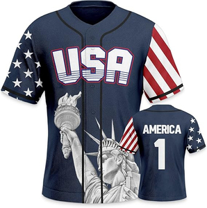 Impression par sublimation personnalisable de haute qualité respirante antibactérienne col en V polyester maillot de sport baseball softball OEM - Product Image 1
