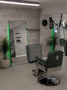 DECORS ALL Modern Barber <b>Chair</b> Chrome Base Green <b>Leather</b> Upholstery <b>Reclining</b> Styling <b>Chair</b> Barber Shop Heavy-Duty Hydraulic - Product Image 6