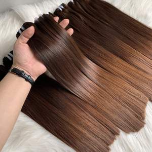 กระดูกดึงคู่ยาวเรียบผมสีน้ําตาลตรงสานหนังกําพร้าชิดผมมนุษย์เวียดนาม - Product Image 1