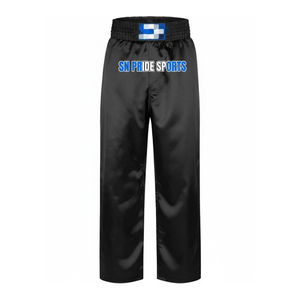 Service OEM ODM, pantalon de kickboxing pour homme personnalisé, en toile décontractée, noir et rouge contrastés, respirant, lavé - Product Image 1