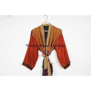 Elegante Kimono Floral de Seda Japonesa Vintage para Mujer, Ropa de Dormir Transpirable para el Hogar y Batas de Playa - Temporada de Verano y Primavera - Product Image 2