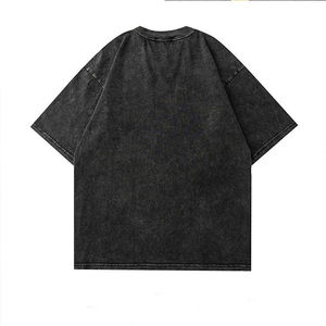 T-shirt en coton de haute qualité, coupe ajustée, tricoté, délavé à l'acide, effet minéral, épais, vintage, séchage rapide, respirant - Product Image 2