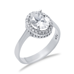 CZ Stone Oval Shape Turkish Handcrafted Wholesale 925 Sterling Silver Cluster <b>Ring</b> for Women - Product Image 3