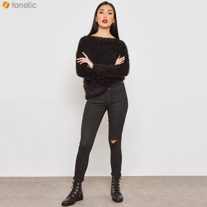 2022สเวตเตอร์แบบสวมหัวให้ความอบอุ่นในฤดูหนาวของผู้หญิงวัสดุขนสัตว์คุณภาพสูงพิมพ์ลายลำลองตกแต่งขนาดฟรีไซส์ - Product Image 4