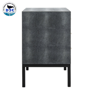 Commode moderne noire convertible en faux cuir de requin avec 3 tiroirs pour la chambre à coucher, les tables de chevet et le rangement du salon - Product Image 5