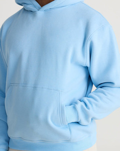Sweat à capuche bleu ciel vente en gros unisexe 100% coton français personnalisé en vrac sweats et sweats pull - Product Image 5