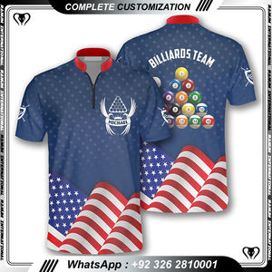 Personalizado para hombre jersey de billar de manga corta para hombre quater zip sublimación impresión Ropa Camisetas - Product Image 3
