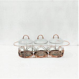 ชุดชามแก้วใส่สลัดผลไม้ทรงสี่เหลี่ยมผืนผ้าถาดเสิร์ฟโลหะ - Product Image 4