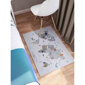 Tapis imprimé - Tapis pour enfants, Tapis avec carte du monde et animaux, Tapis en chenille - Product Image 5