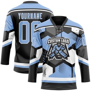 Jersey de Hockey sobre Hielo Transpirable con Cordones, 100% Poliéster, Impresión Digital, Secado Rápido, Antibacterial, Personalizable con Nombres/Números/Logotipos de Equipo - Product Image 2