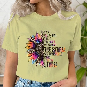 Camisas de algodón de secado rápido, nuevas camisetas estampadas transpirables informales personalizadas, camisa de verano de alta calidad con cuello redondo para mujer - Product Image 6