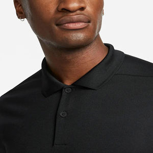 Respirant anti-transpiration 100% polyester coupe standard détendue avec patte à 2 boutons noir Performance polo de golf pour hommes - Product Image 4