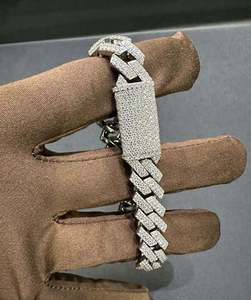 Pulsera de Plata de Ley 925 con Moissanita VVS de 10 mm y 8 Pulgadas - Product Image 1