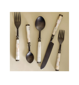 ชุดเครื่องใช้บนโต๊ะอาหารทำจากสเตนเลสพร้อมที่จับกระดูกของฮอร์นช้อนเหล็กแบบนำกลับมาใช้ใหม่ได้ - Product Image 5