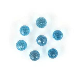 Le palline di pietre preziose topazio azzurro cielo più vendute gioielli di forma sfaccettata pietra preziosa sciolta colore blu semiprezioso naturale