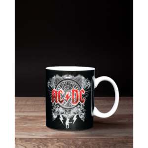 แก้วนมเซรามิก AC/DC Black Ice Tasse ลายเพ้นท์มือ พร้อมฝาปิด ใช้กับไมโครเวฟได้ ดีไซน์ทันสมัย เหมาะสำหรับเป็นของขวัญเกษียณอายุ - Product Image 4