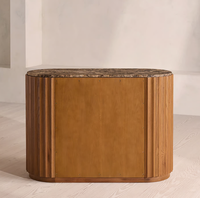 Commode à 3 tiroirs en bois de frêne massif avec plateau en marbre véritable de style moderne pour la chambre à coucher