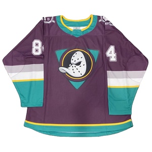 Wholesale Jersey Custom Team Jersey Blue-<b>pink</b> Burgundy Classic Style Stitched/Printed Ice Hockey Jersey - Product Image 5