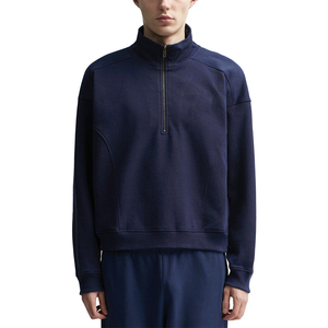 2025 usine personnalisé col rond 1/4 demi fermeture éclair polaire pull coton hommes hiver Streetwear coupe régulière sweat brodé - Product Image 3