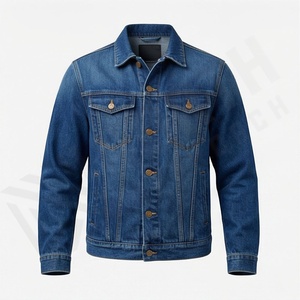 Veste en jean pour homme, tissu en coton, col classique, couleur unie, design personnalisé, manches longues, veste élégante, vêtements décontractés, streetwear - Product Image 1