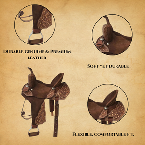 Selle de cheval en cuir occidental de qualité supérieure |   Artisanat sculpté à la main |   Construction durable |   Équipement d'équitation 2026, confort professionnel, utilisation - Product Image 4