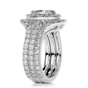 Oval Diamond Halo Trio <b>Set</b> <b>Ring</b> for <b>Women</b> - Product Image 2