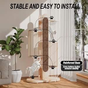 Petdom Large Cats Condo Trees Play Furniture Scratcher Modern Cat Ceiling Tree Tower Multi-Layer Cat <b>Climbing</b> <b>Frame</b> Tree - Product Image 5