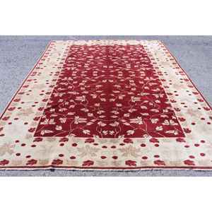 Alfombra Turca de 8.2x9.9 pies, Alfombra Vintage, Alfombra de Lana con Rayas Rojas - Product Image 1