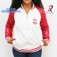 Blouson Bomber en Satin Personnalisé ZPB Centenaire 100% Polyester Zeta Phi Beta 100ème Anniversaire Respirant Coupe-Vent avec Écusson Brodé