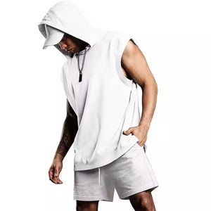 เสื้อมีฮู้ดแขนกุดผู้ชายสำหรับเล่นกีฬาแนวสตรีทแบบลำลองน้ำหนักเบาแนวสตรีทแฟชั่นทันสมัยไซส์ใหญ่ - Product Image 1