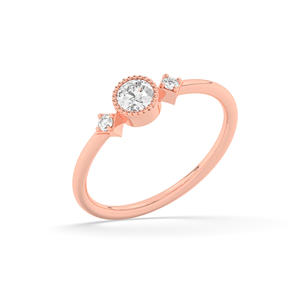 Tres piedras de diamante E/VVS corte banda de compromiso sólido 18K oro amarillo anillo Vintage para boda fiesta aniversario joyería fina - Product Image 2