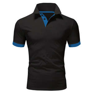 2023 venta al por mayor de algodón con logotipo personalizado para hombres para Polos de talla grande Camisetas De Golf bordadas de manga corta en contraste de Color sólido - Product Image 1