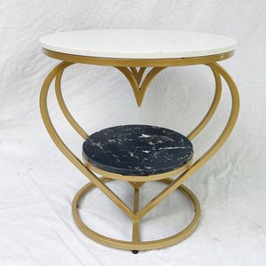 Modern SST015 <b>Round</b> Sofa Side <b>Table</b> with Heart-shaped Frame and Stone Top - Product Image 5