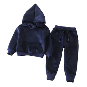 Venta al por mayor Top Nuevo Personalizar Ropa para niños Chándal para bebés Venta al por mayor Niño Cremallera completa con dos bolsillos Color sólido Jogger Set - Product Image 4