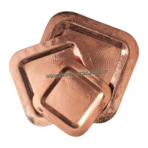 Plateau de service en métal Offre Spéciale de haute qualité martelé à la main plaque de cuivre pur en forme carrée pour la maison - Product Image 2