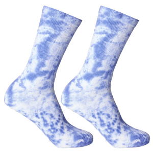 Chaussettes de mode tie-dye style délavé bleu - Bout sans couture, semelle rembourrée, chaussettes décontractées pour tous les jours et à offrir en cadeau - Product Image 1