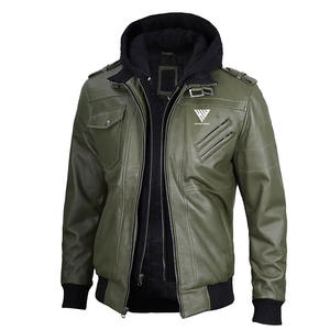 Veste en cuir véritable pour homme, coupe-vent, en toile, best-seller, tendance actuelle, style dernier cri, décoration de poche - Product Image 1